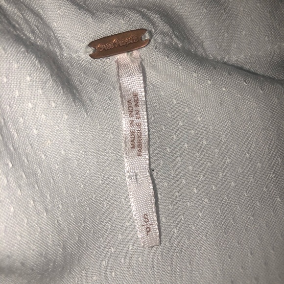 free people light blue top with crochet sleeves - Picture 2 of 5